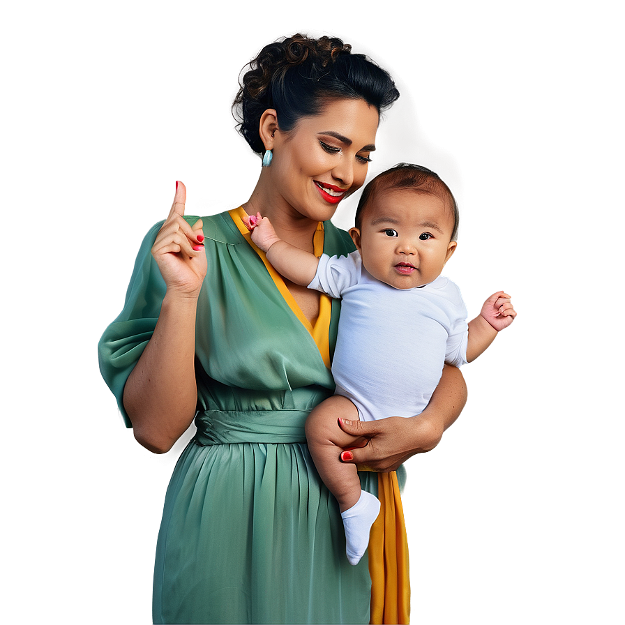 Mother Dressing Up Baby Png Dpw PNG Image