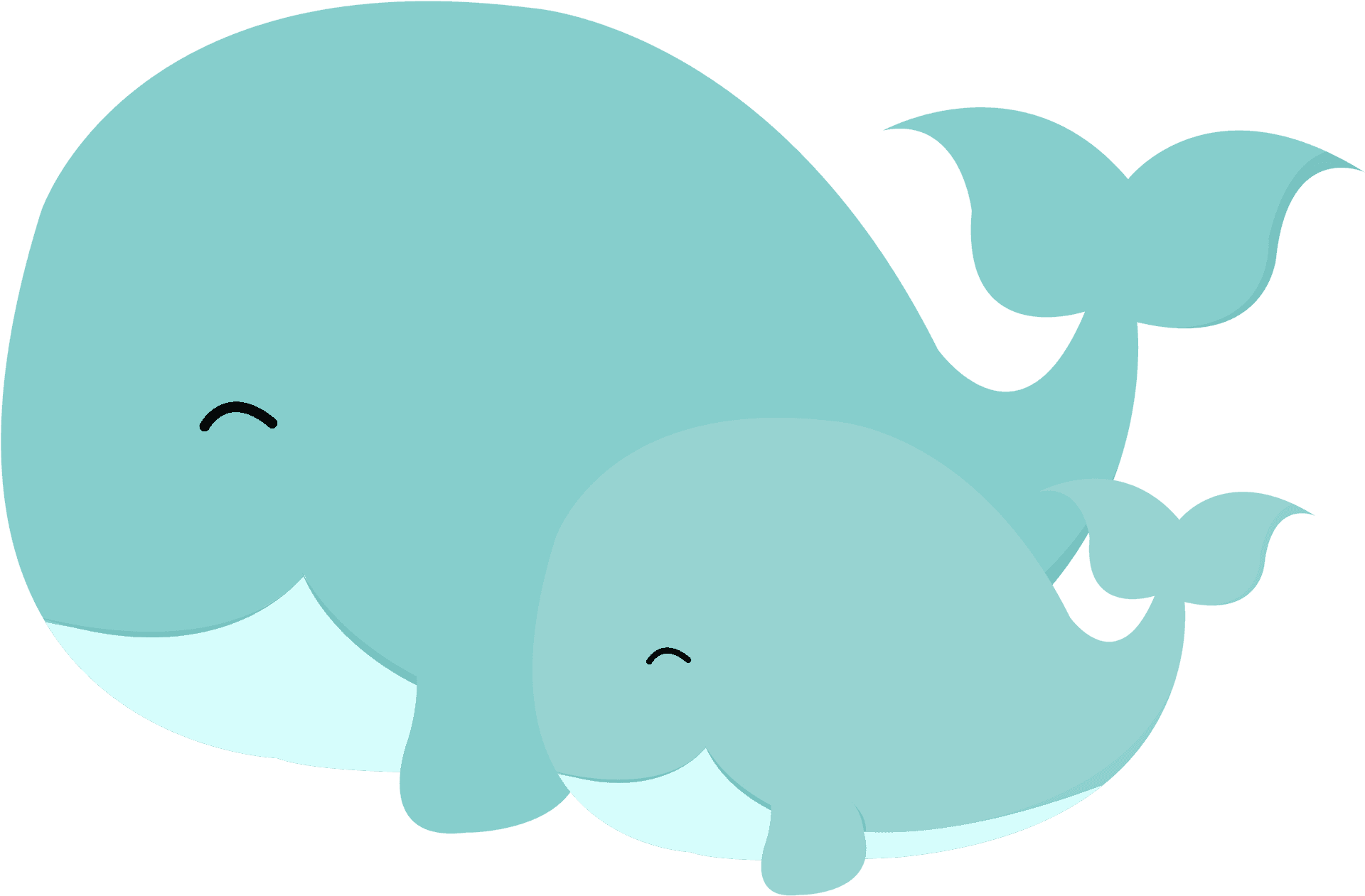 Motherand Baby Whale Cartoon PNG Image