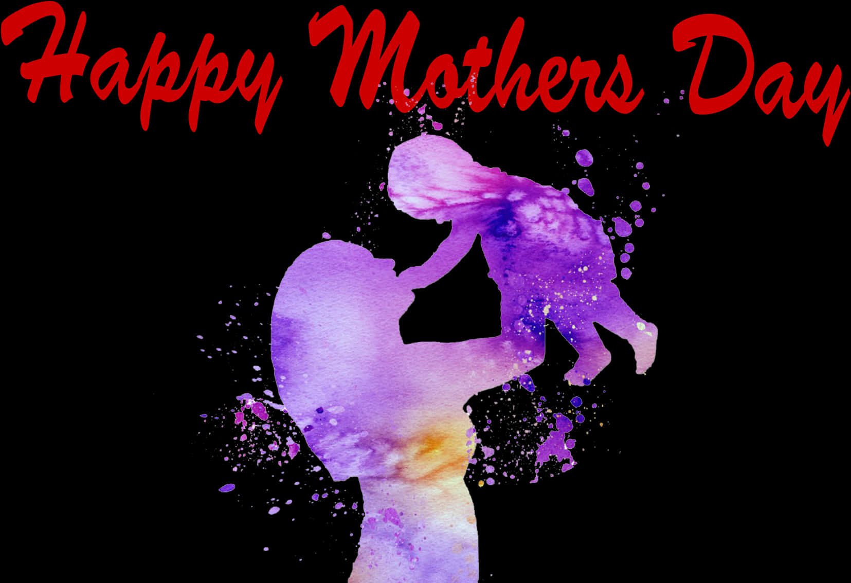 Mothers Day Watercolor Silhouette PNG Image