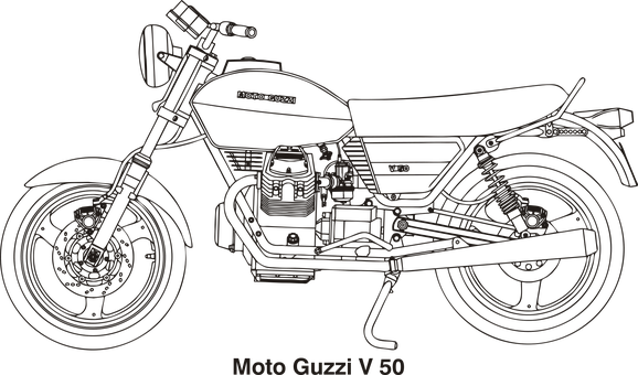 Moto Guzzi V50 Outline Drawing PNG Image