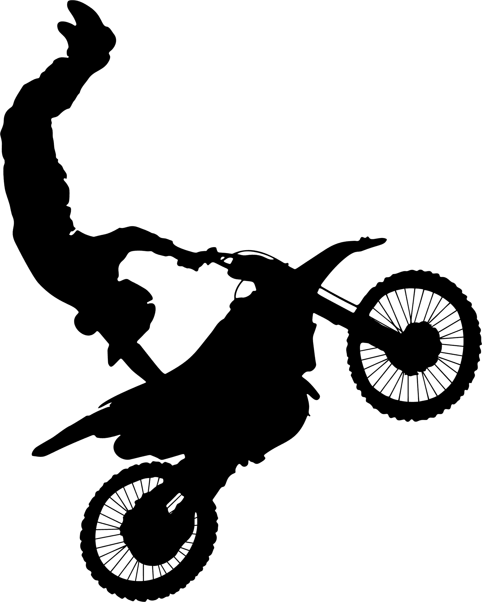 Motocross Freestyle Air Stunt Silhouette PNG Image