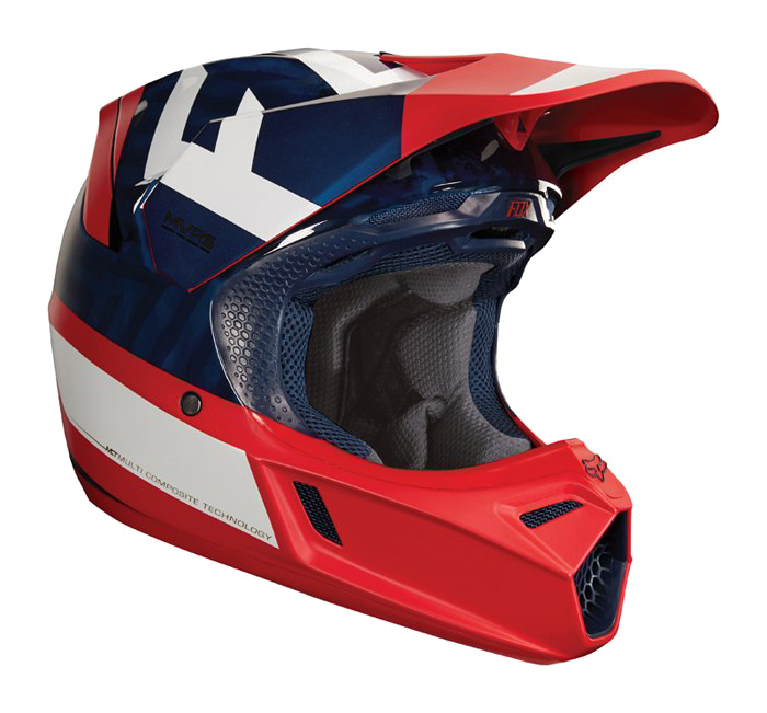 Motocross Helmet Red White Blue Design.png PNG Image