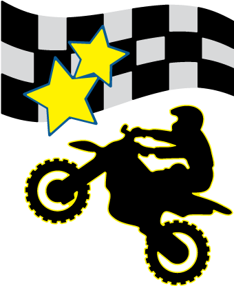 Motocross Silhouette Jumping Stars Checkered Flag PNG Image