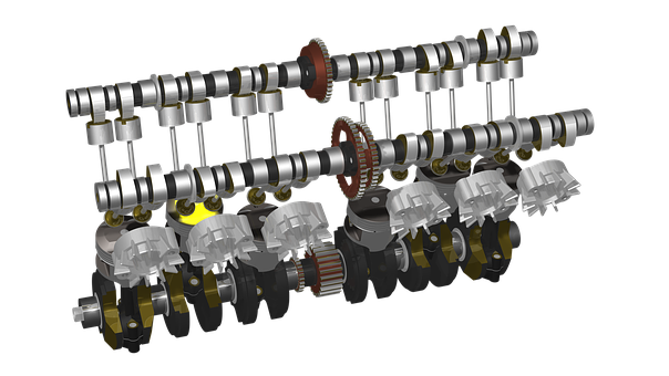 Motorcycle Engine Camshaftand Pistons PNG Image