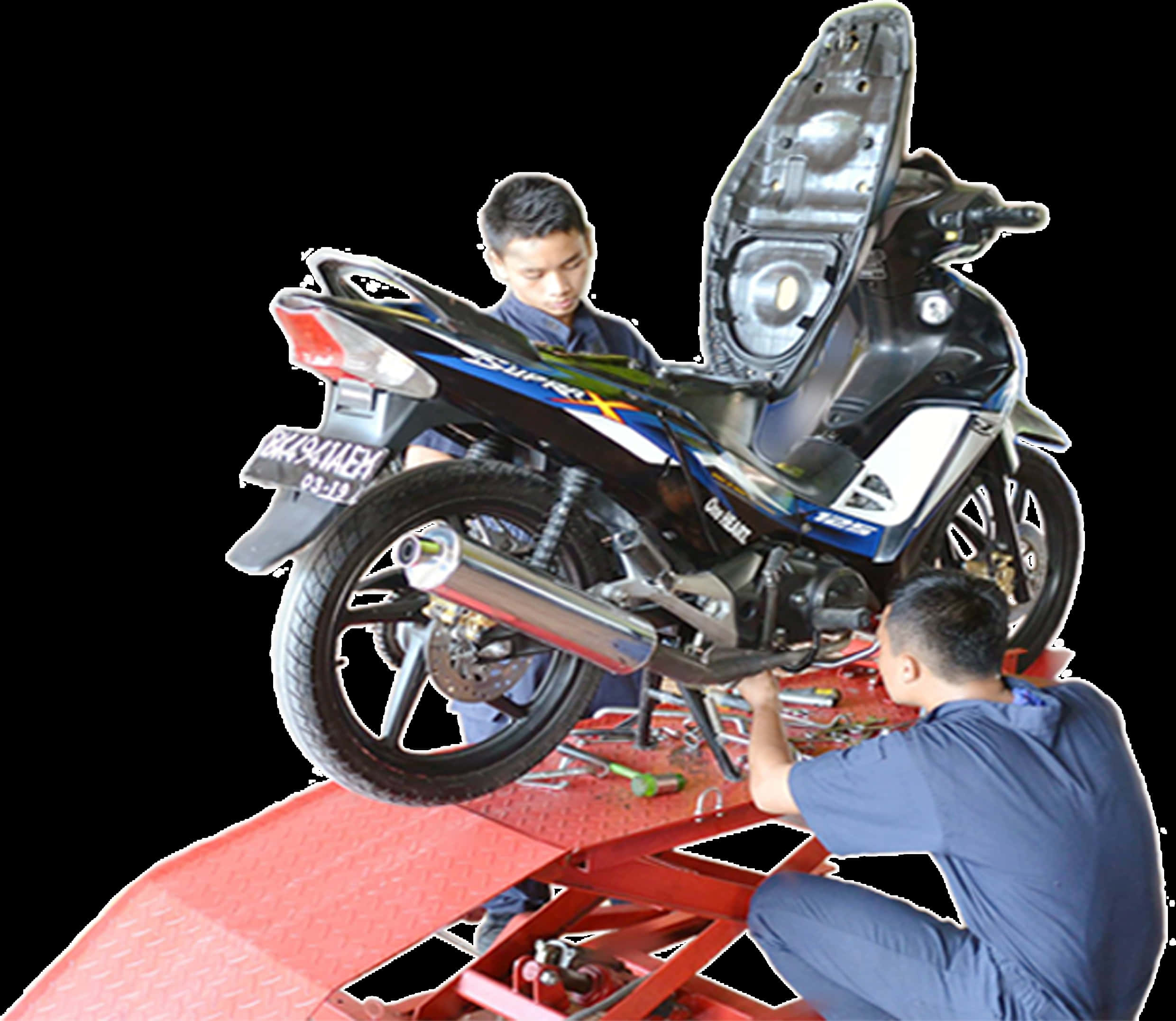 Motorcycle Maintenance Session PNG Image