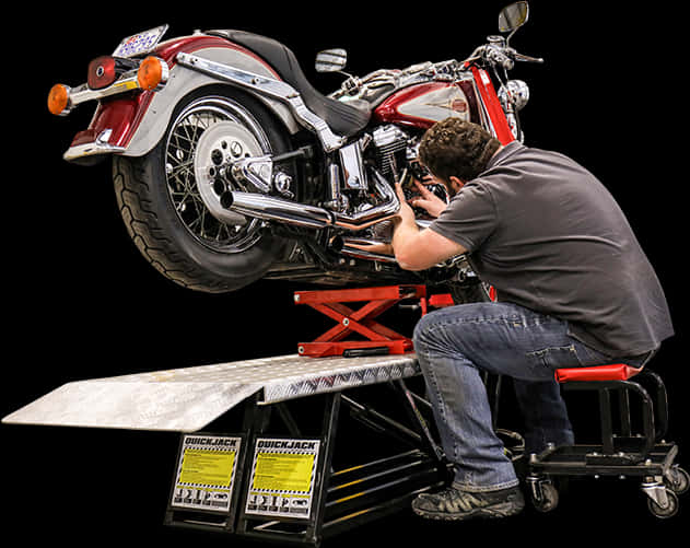 Motorcycle Maintenance Session PNG Image