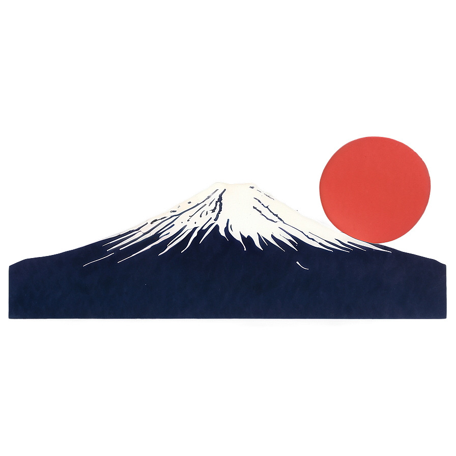 Mount Fuji And Red Sun Png Erd PNG Image