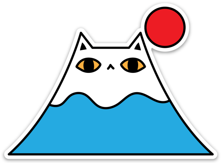 Mount Fuji Cat Cartoon PNG Image