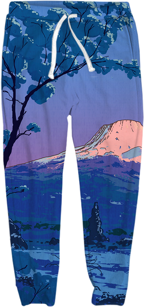 Mount Fuji Printed Joggers PNG Image