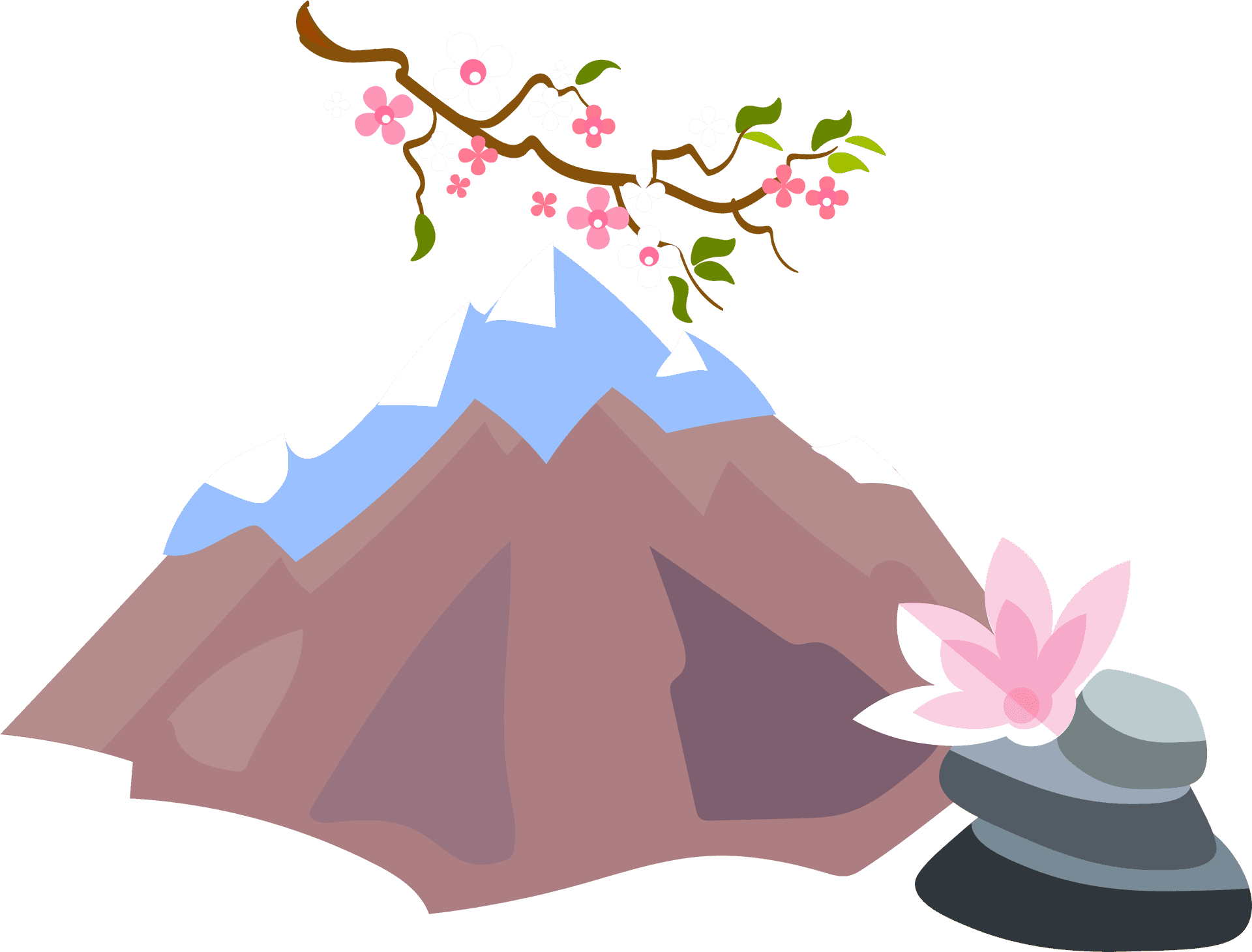 Mount Fuji Sakuraand Stones Vector PNG Image