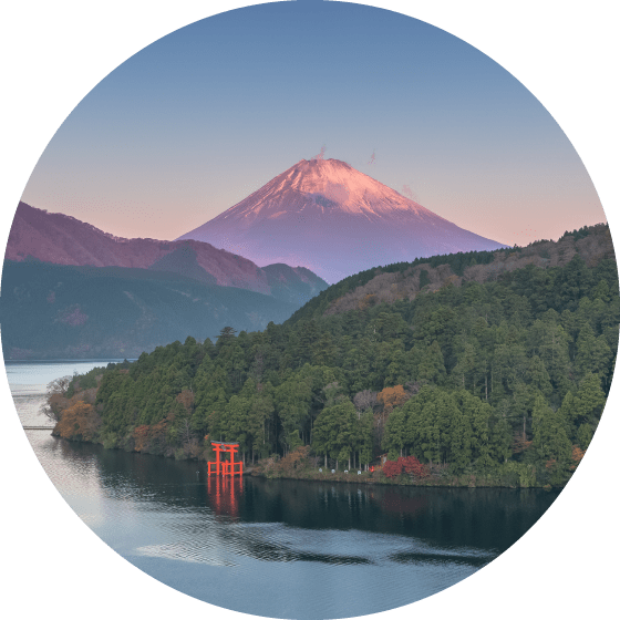 Mount Fuji Sunset Torii Gate Reflection PNG Image