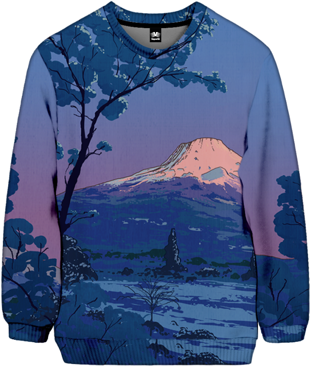 Mount Fuji Sweater Design PNG Image