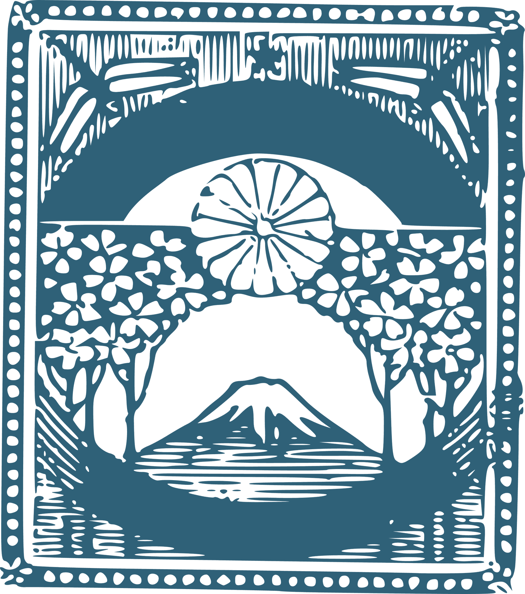 Mount Fuji Traditional Japanese Art PNG Image