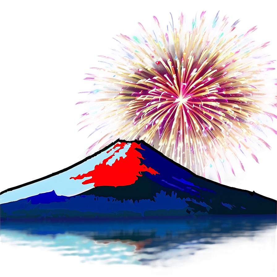 Mount Fuji With Fireworks Png 52 PNG Image