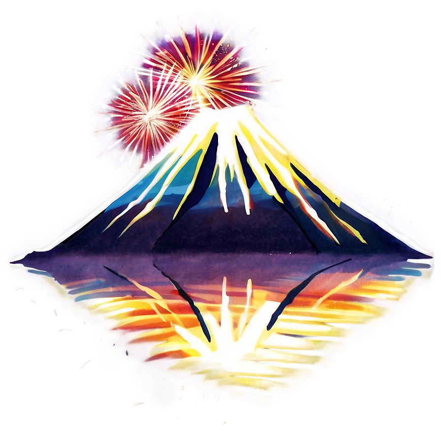 Mount Fuji With Fireworks Png 70 PNG Image