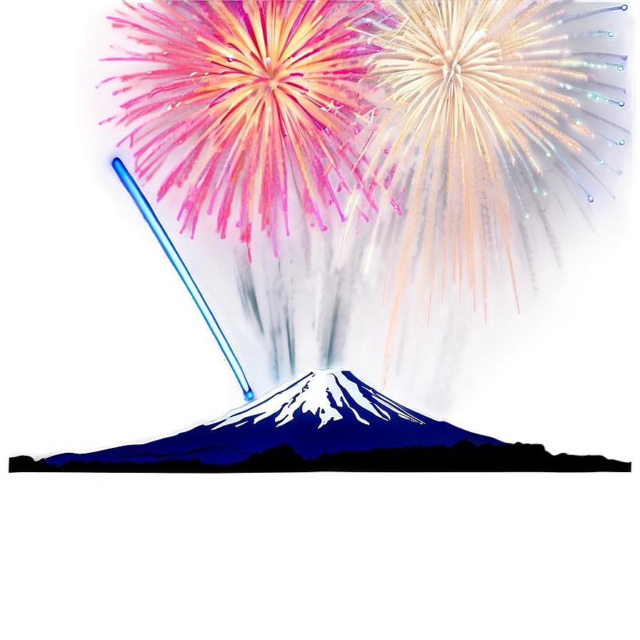 Mount Fuji With Fireworks Png Xry PNG Image