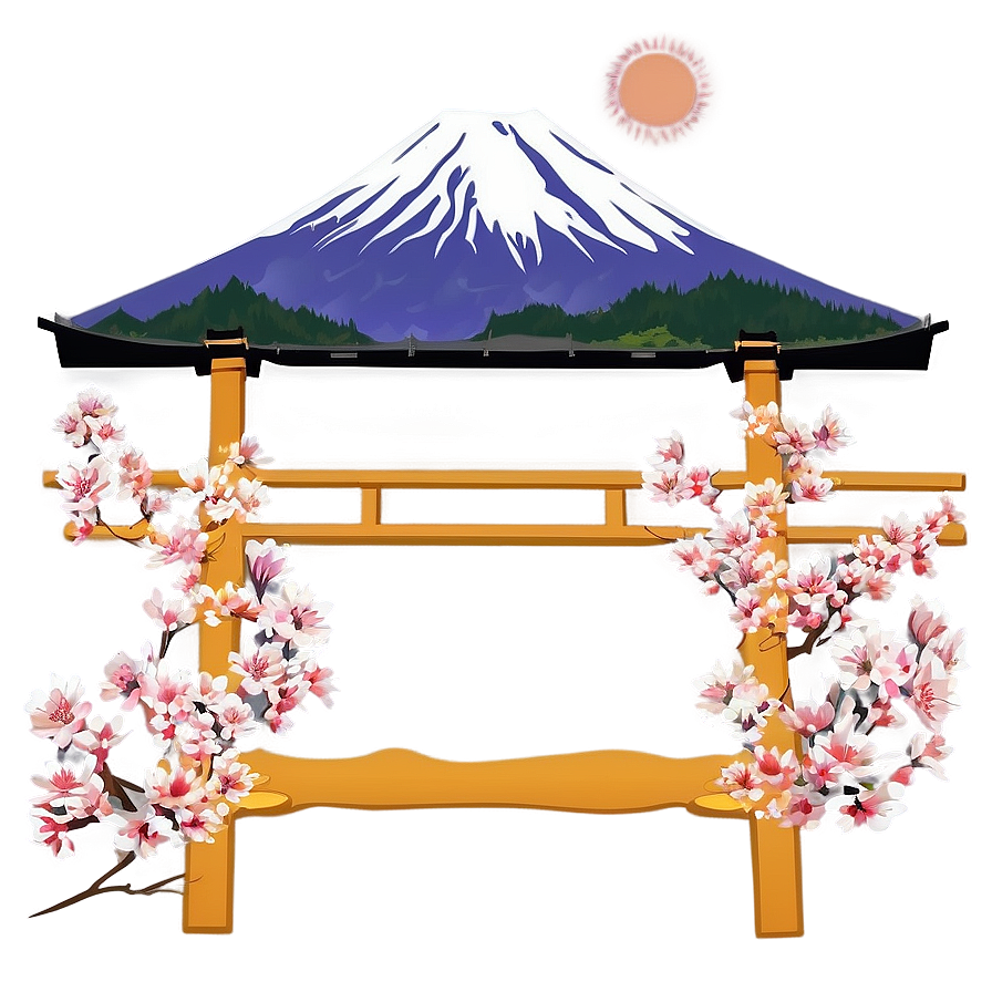 Mount Fuji With Sakura Frame Png 68 PNG Image