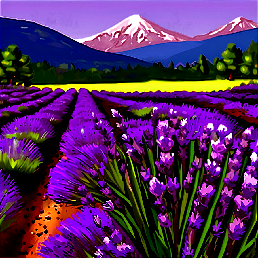 Mountain And Lavender Field Png 05032024 PNG Image