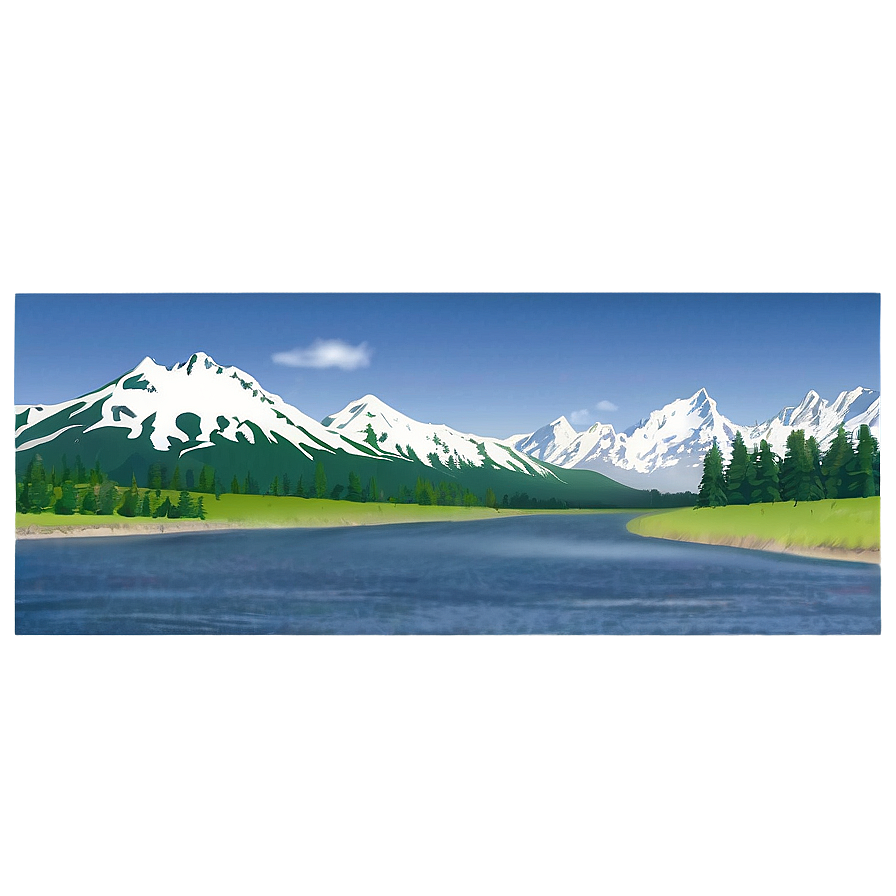 Mountain And River Scene Png Qbh PNG Image