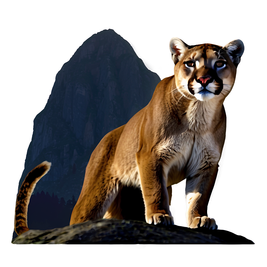 Mountain Lion In Moonlight Png Gty25 PNG Image