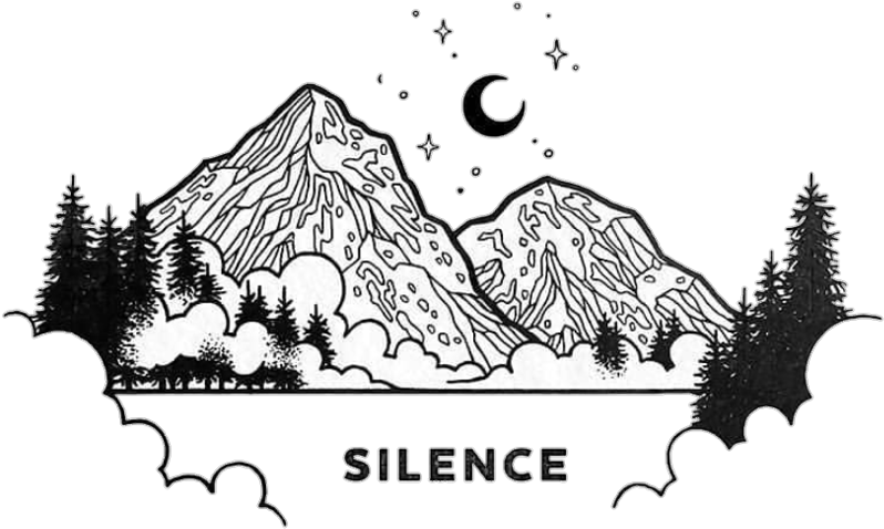 Mountainous Silence Moonand Stars PNG Image