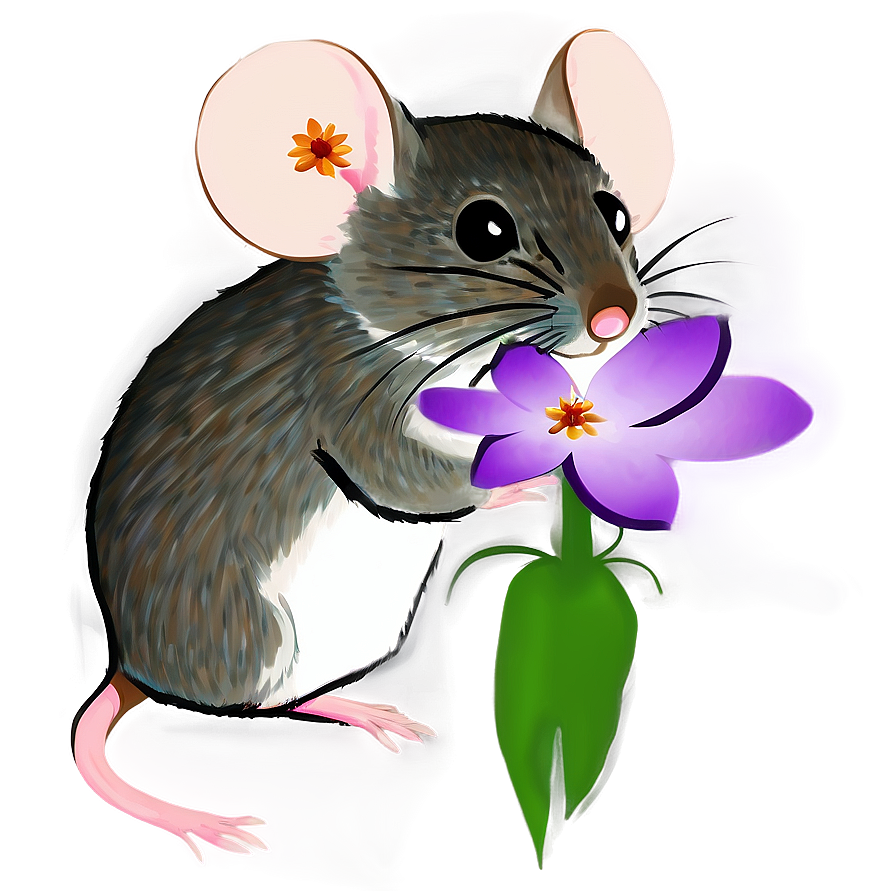 Mouse With Flower Png 4 PNG Image