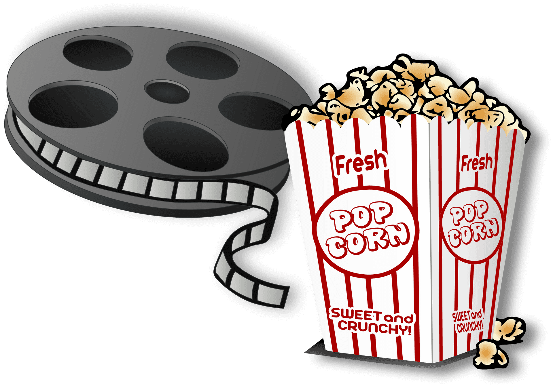 Movie Night Popcornand Film Reel PNG Image