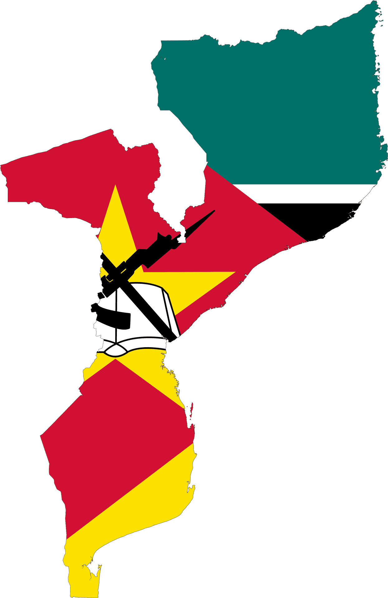 Mozambique Map Flag Overlay PNG Image