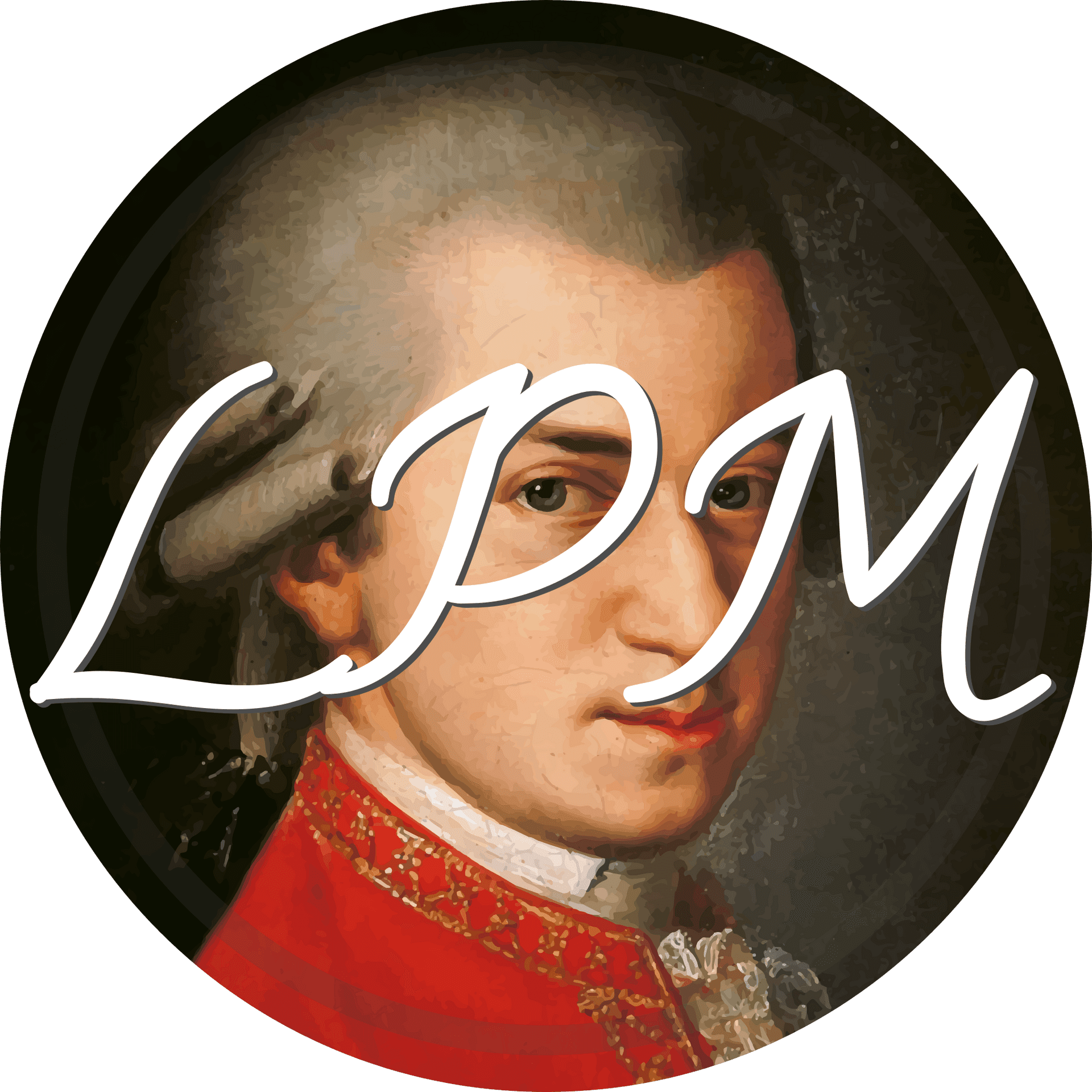 Mozart Portraitwith Initials PNG Image