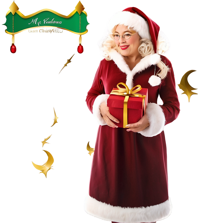 Mrs Claus With Gift Bag Png 06292024 PNG Image