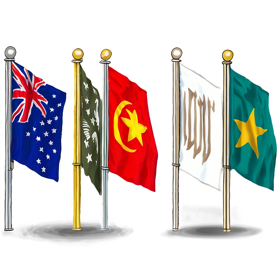 Multi-flag Display Flagpole Png 26 PNG Image