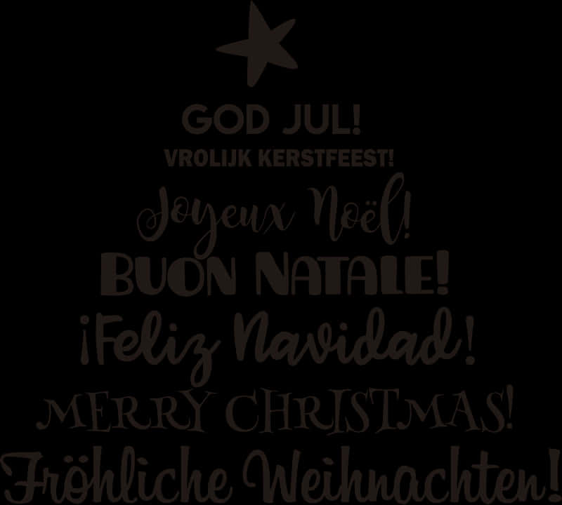 Multilingual Christmas Greetings Graphic PNG Image