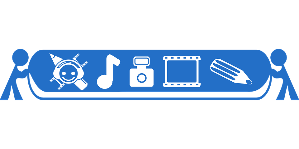 Multimedia Content Icons Banner PNG Image