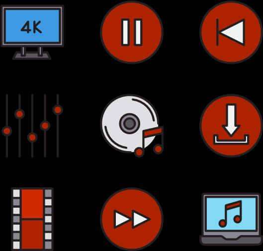 Multimedia Icon Set PNG Image