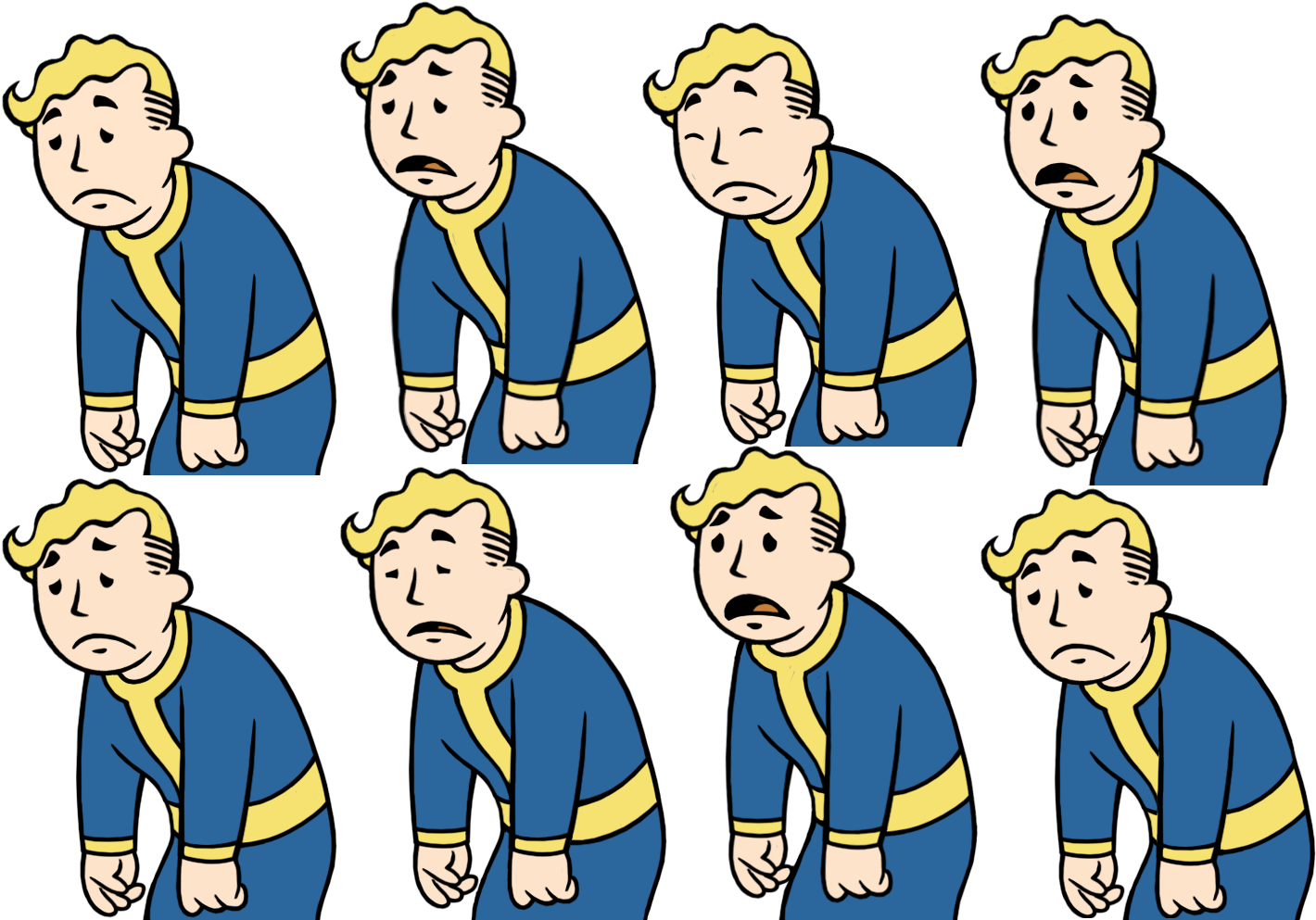 Multiple Sad Fallout Boy Expressions PNG Image