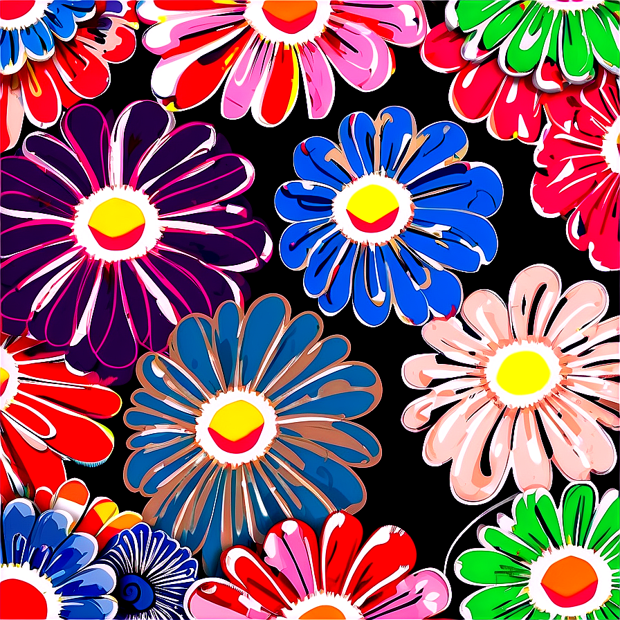 Murakami Flower Fabric Pattern Png 06252024 PNG Image