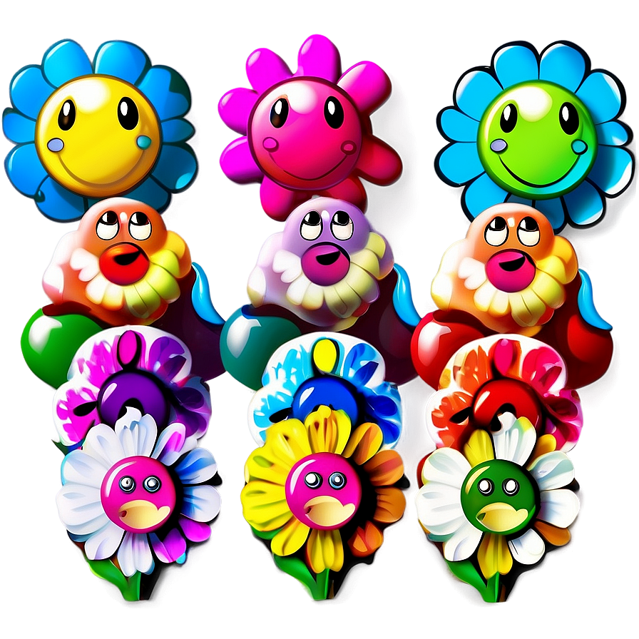 Murakami Flower With Faces Png Pgw PNG Image