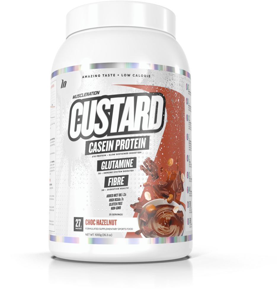 Muscle Nation Custard Casein Protein Choc Hazelnut PNG Image