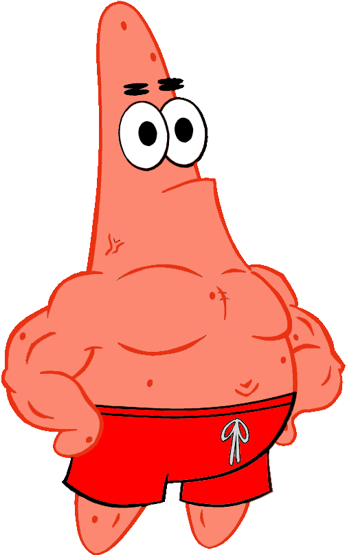 Muscled Patrick Star Cartoon PNG Image