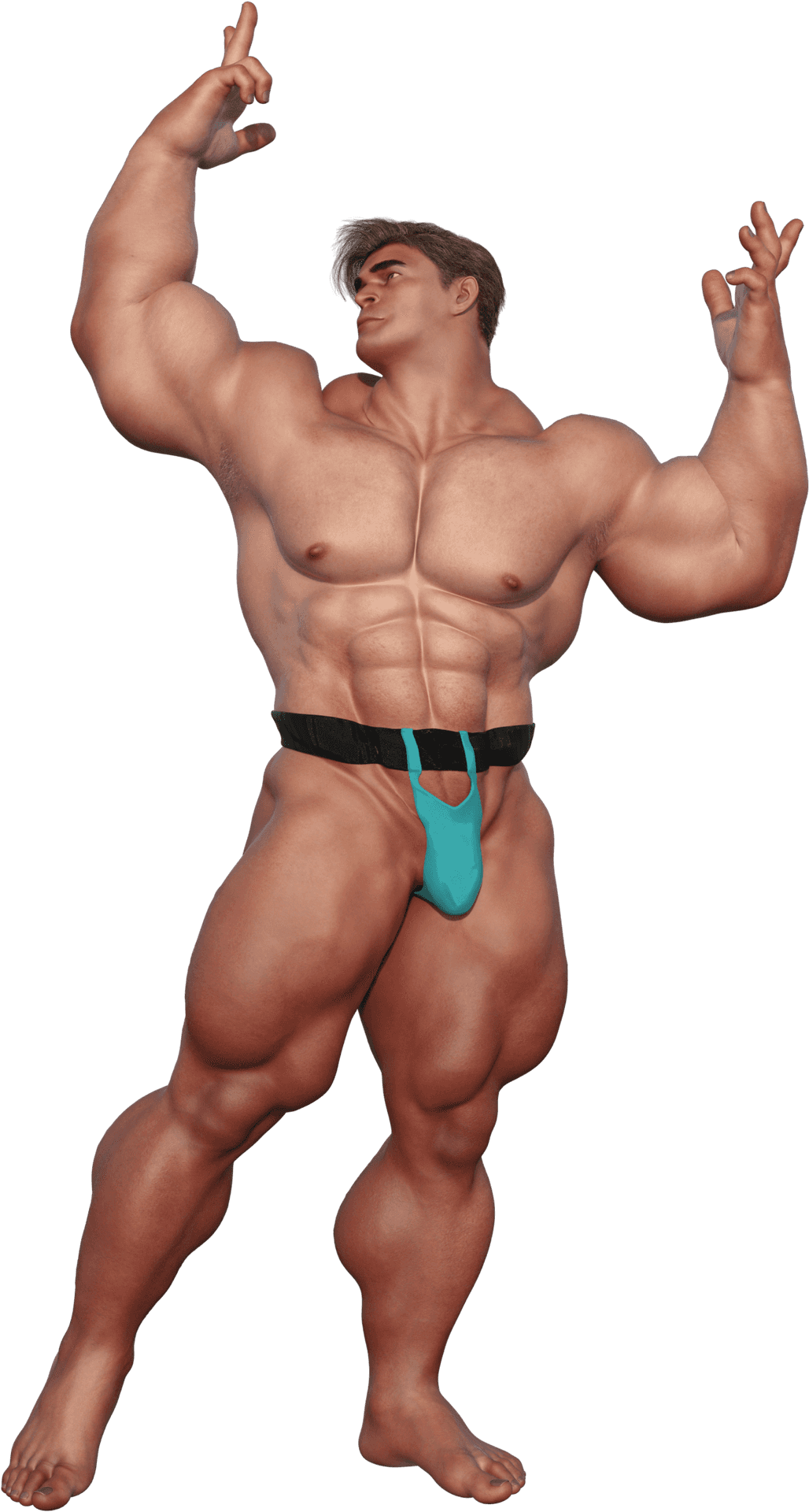 Muscular_ Animated_ Character_ Posing.png PNG Image