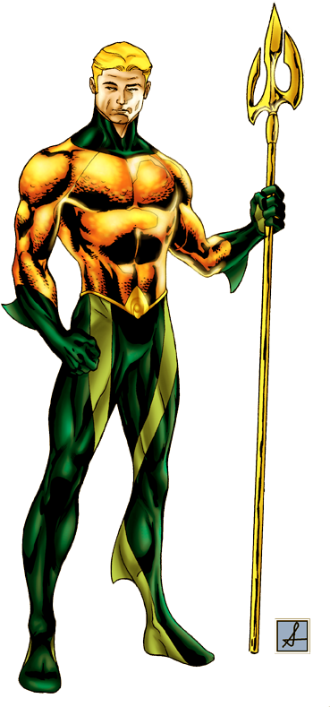 Muscular Anime Hero With Trident PNG Image