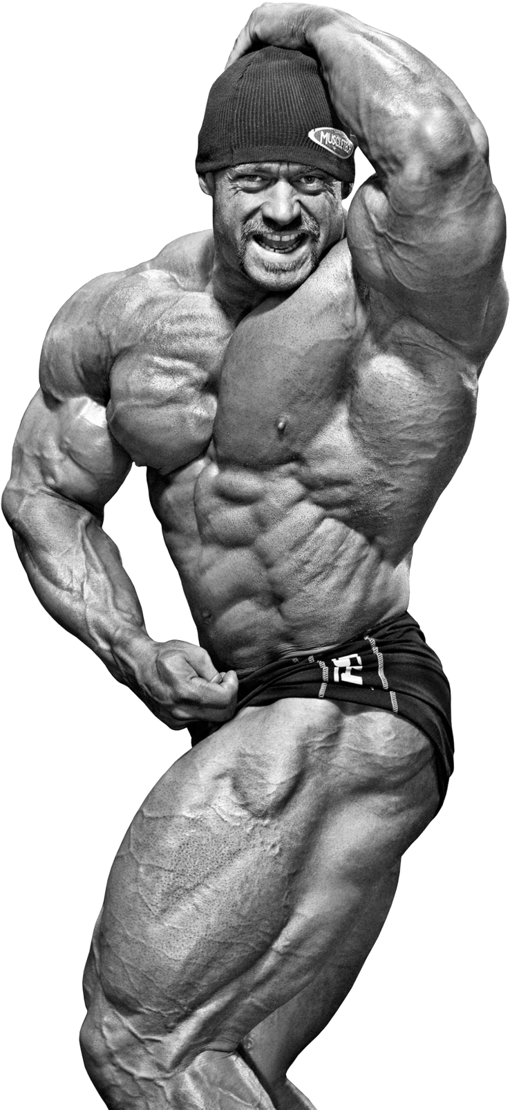 Muscular Bodybuilder Flexing Biceps PNG Image