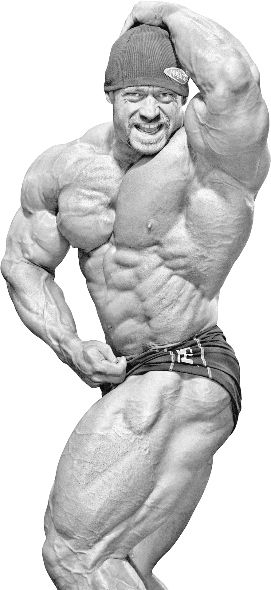 Muscular Bodybuilder Flexing Biceps PNG Image