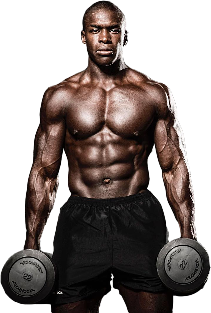 Muscular Bodybuilder Holding Dumbbells PNG Image