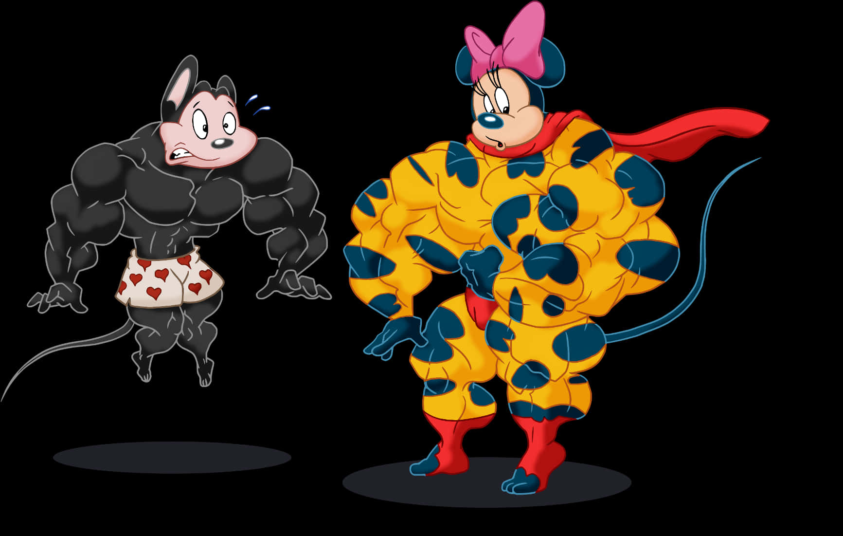 Muscular Cartoon Mice Illustration PNG Image