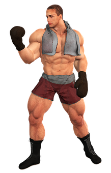 Muscular Man Boxing Pose PNG Image