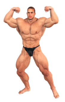 Muscular Man Flexing Pose PNG Image