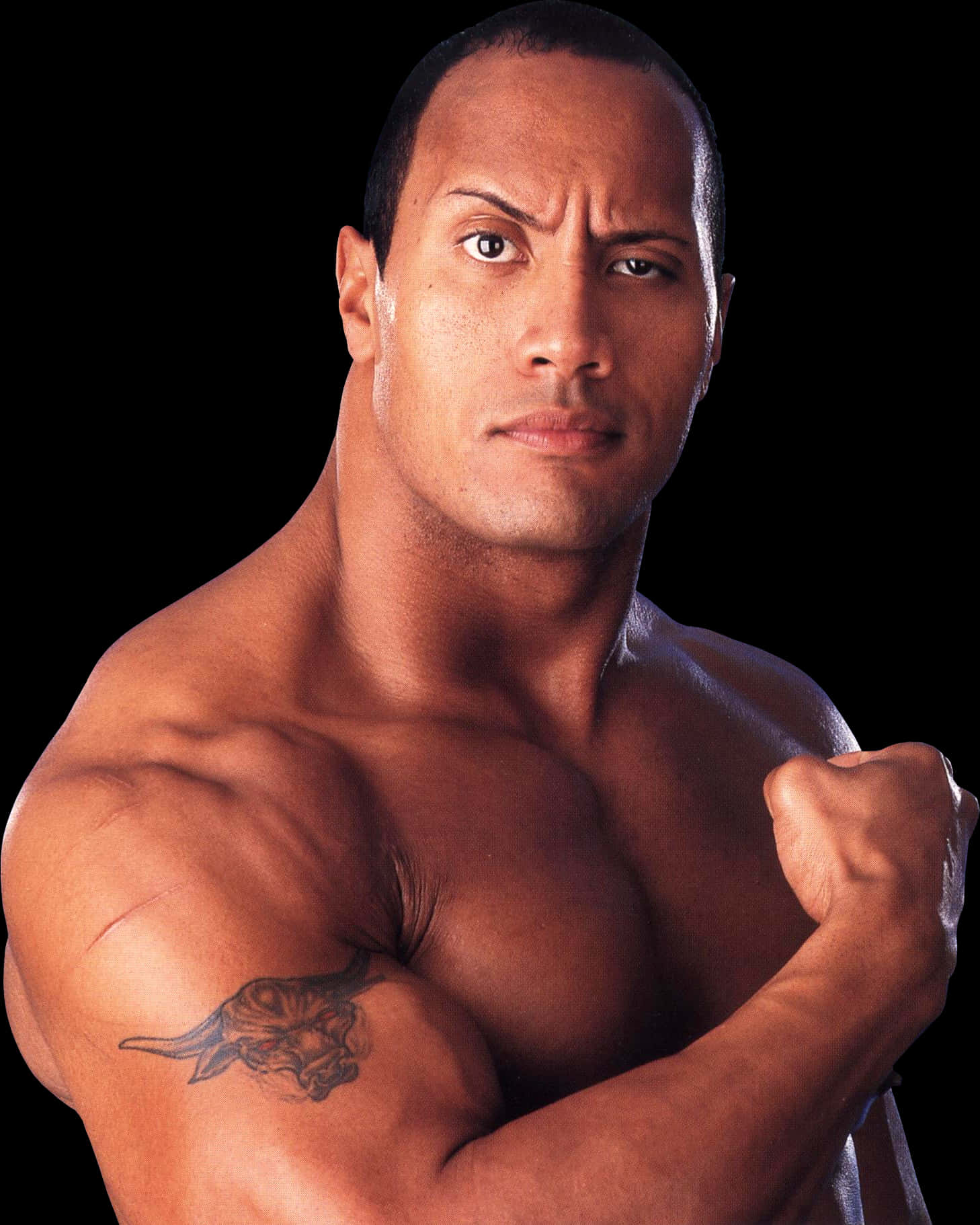 Muscular Man Intense Gaze PNG Image