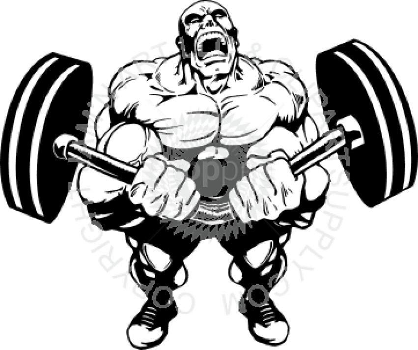 Muscular Man Lifting Barbell PNG Image