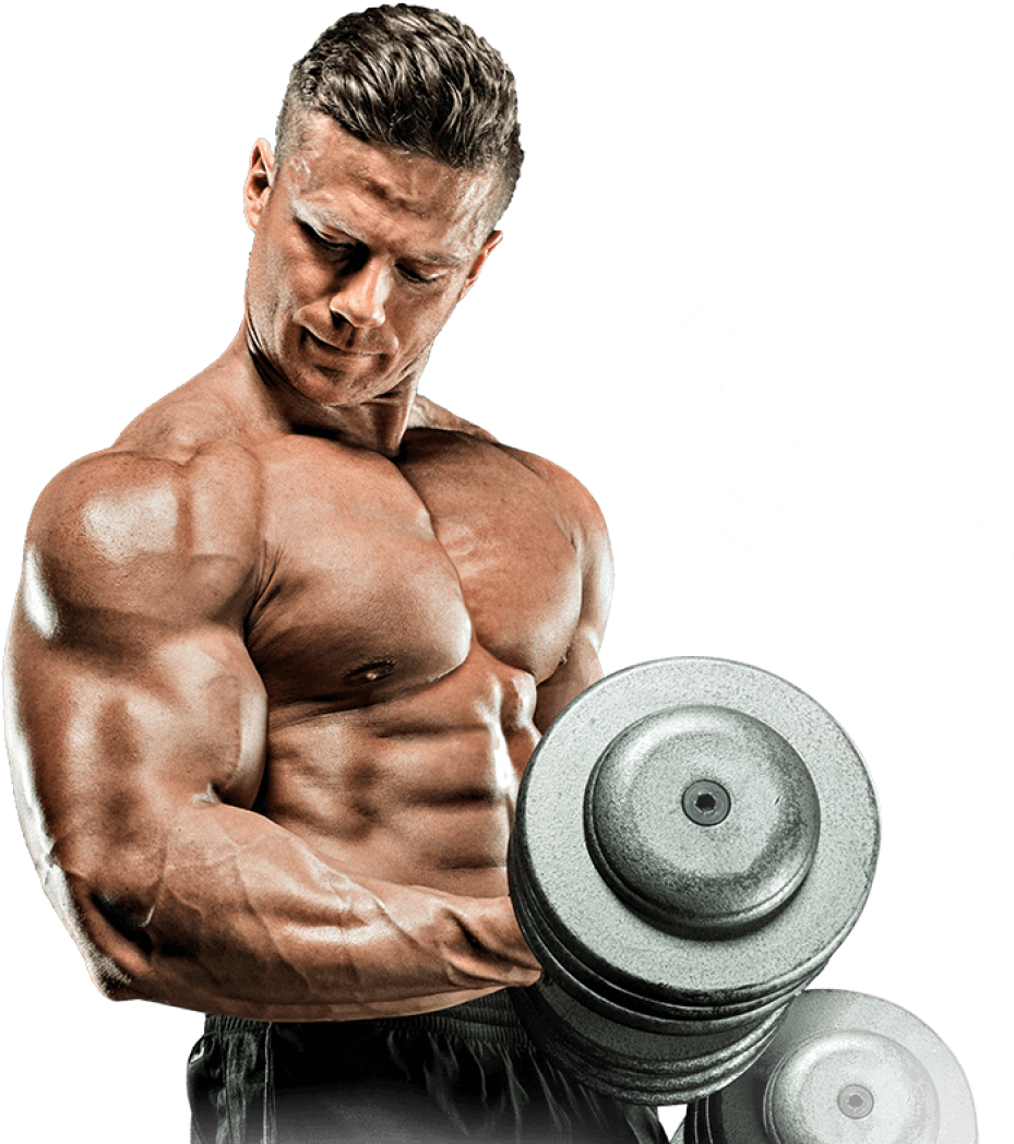 Muscular Man Lifting Dumbbells PNG Image